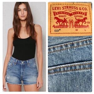 LEVI'S 501 High Rise Denim Shorts Roadside Blues